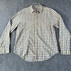 Lacoste Mens Size 42 Regular Fit Blue & Yellow Checkered Long‎ Sleeve Shirt